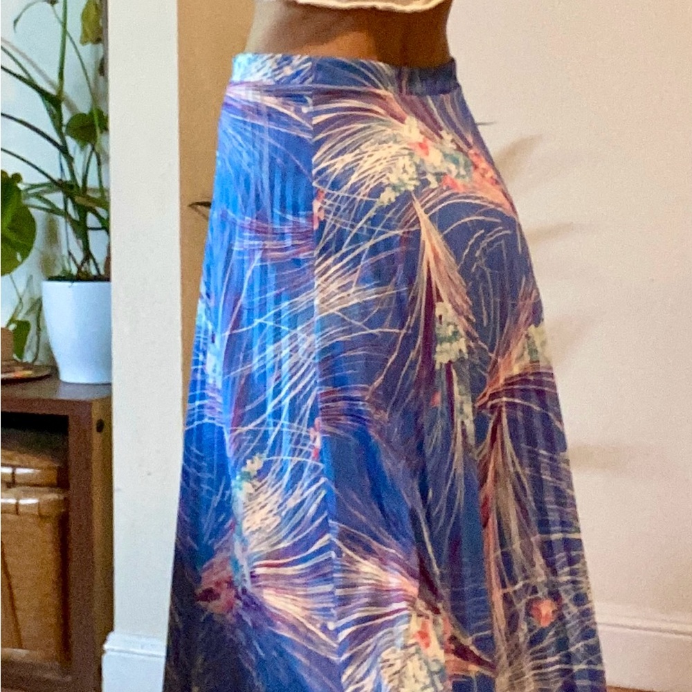 Vintage Pleated tropical twirl skirt